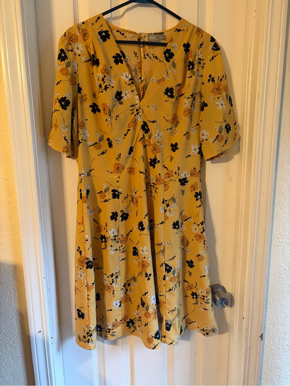 ASOS Yellow Floral V Neck Dress